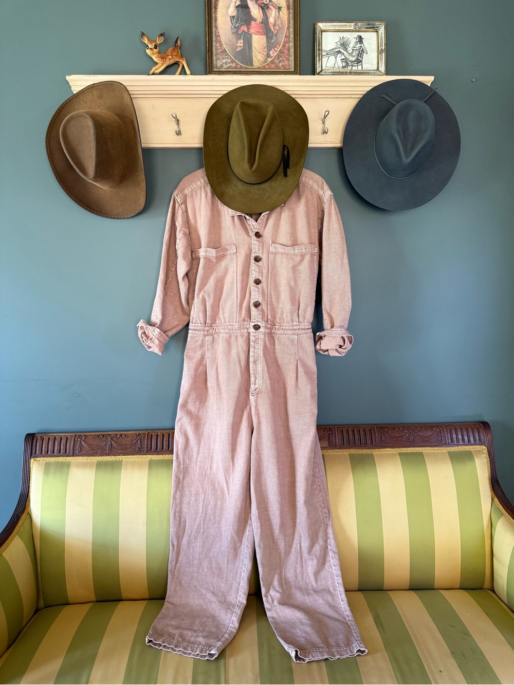 Free people we the free Dusty Pink Workwear coverall Jumpsuit Sz XL